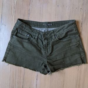 Prana stretch denim shorts olive green